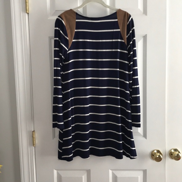 Mint Julep boutique striped dress w/ suede patches - Picture 5 of 7